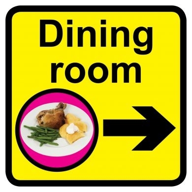 Dining Room sign with right arrow - 300mm x 300mm